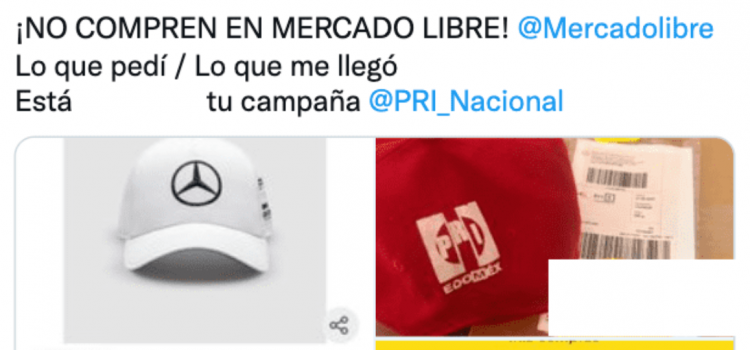 Pidió una gorra Mercedes en línea, pero le llego del PRI