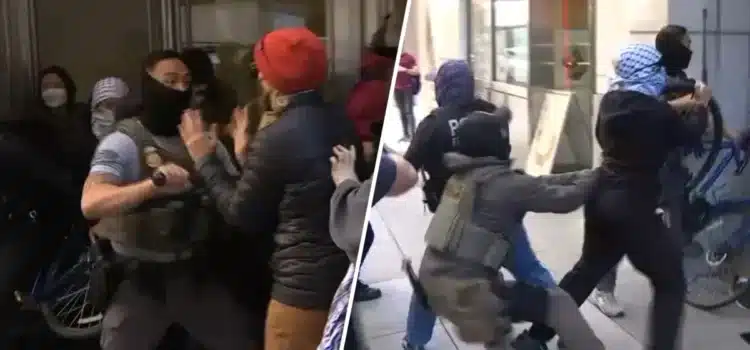 Manifestantes se enfrentan con agentes de ICE frente a la corte de inmigración de San Francisco